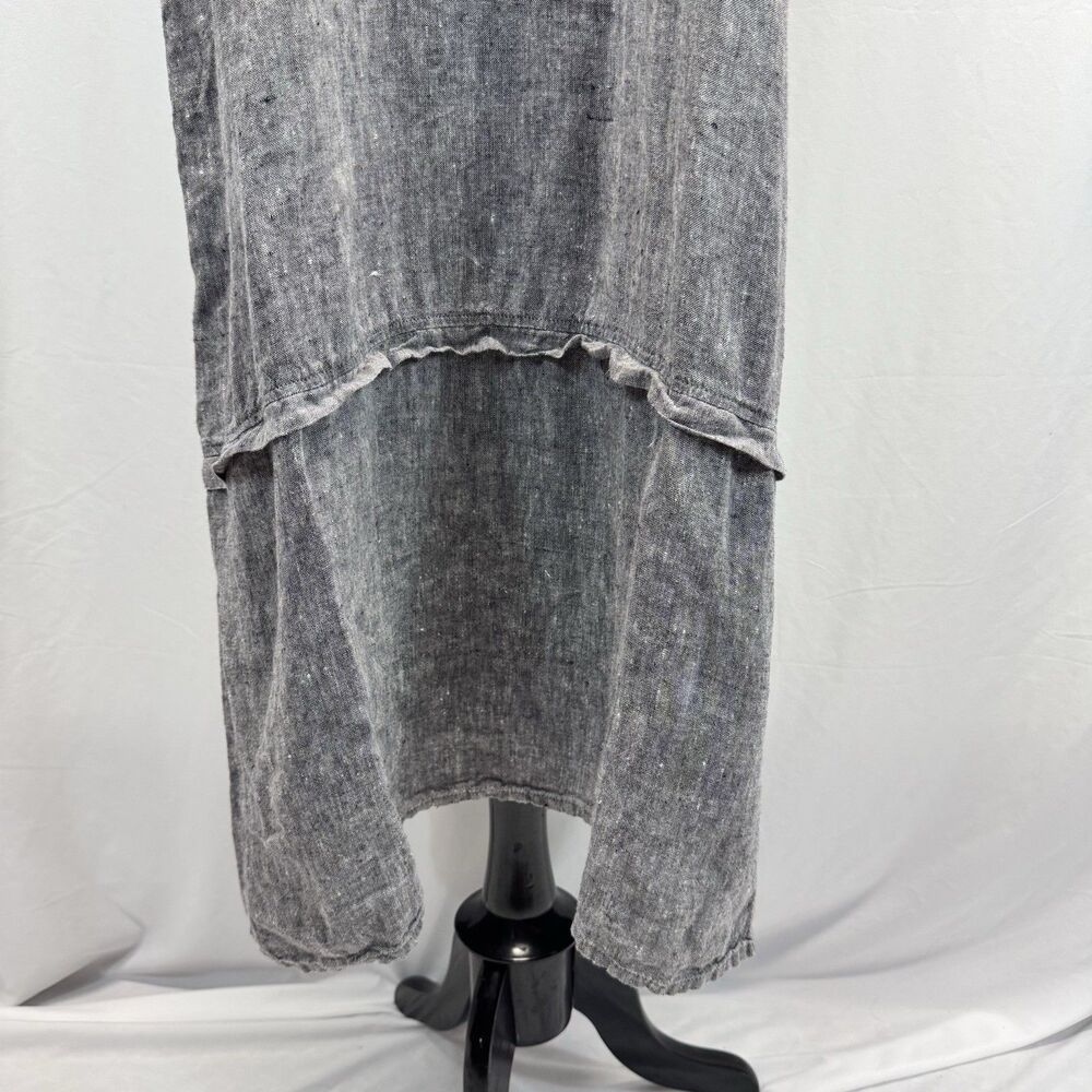 Flax Dress M Linen Midi Gray Lagenlook Artsy Coastal Boho Cottagecore Resort - Picture 3 of 8